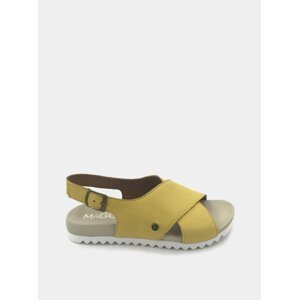 Žluté dámské kožené sandály WILD