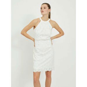 Bílé krajkové pouzdrové šaty VILA Emmie