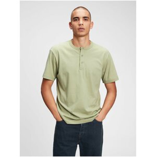Zelené pánské tričko GAP ss sft henley