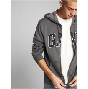 Šedá pánská mikina GAP Logo fleece zip hoodie