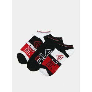 Sada tří párů pánských ponožek v červené a černé barvě FILA