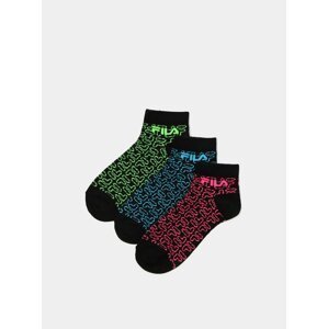 Sada tří párů černých dámských vzorovaných ponožek FILA