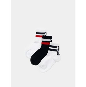 Sada tří párů dětských ponožek v černé a bílé barvě FILA