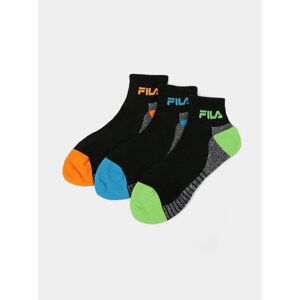 Sada tří párů černých kotníkových ponožek FILA