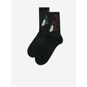 Sada dvou párů pánských vzorovaných ponožek v černé barvě FILA