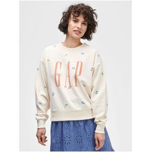 Béžová dámská mikina GAP Logo crewneck sweatshirt