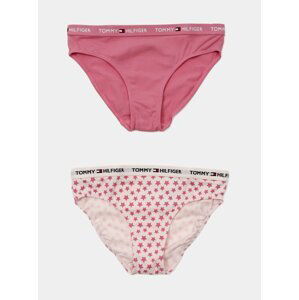Růžový 2 PACK dívčích kalhotek Tommy Hilfiger Bikini Logo