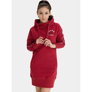 Červené dámské mikinové šaty s kapucí SAM 73