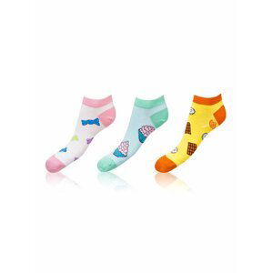 Sada tří párů vzorovaných ponožek v růžové, světle modré a žluté barvě Bellinda CRAZY IN-SHOE SOCKS