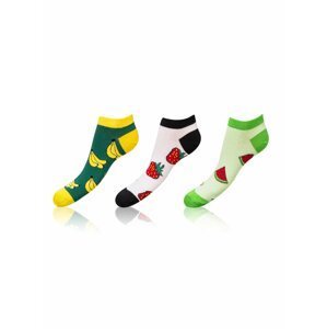 Sada tří párů vzorovaných ponožek v zelené, bílé a světle zelené barvě Bellinda CRAZY IN-SHOE SOCKS