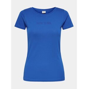 Modré tričko s nápisem Jacqueline de Yong Chicago