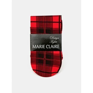 Červené kostkované punčochové kalhoty Marie Claire