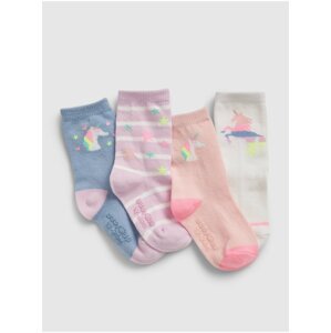 Barevné dětské ponožky s motivem jednorožce - 4 pack GAP