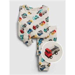 Béžové klučičí dětské pyžamo babygap organic truck graphic pj set