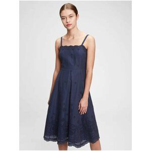 Modré dámské šaty squareneck eyelet midi dress