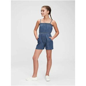 Modrý holčičí dětský overal denim romper