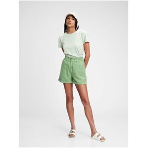 Zelené dámské kraťasy high rise paperbag shorts