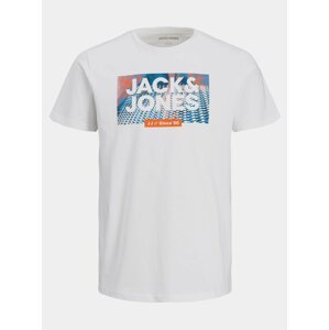 Bílé tričko s potiskem Jack & Jones Spring