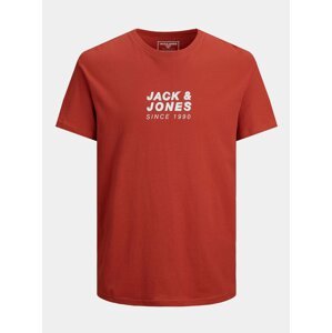 Červené tričko s potiskem na zádech Jack & Jones Pol