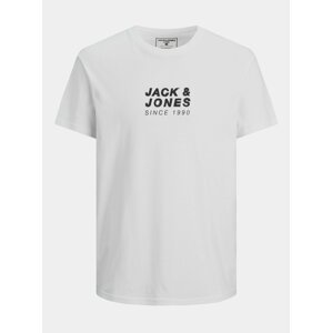 Bílé tričko s potiskem na zádech Jack & Jones Pol