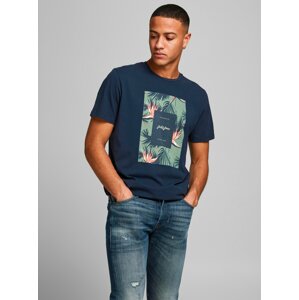 Tmavě modré tričko s potiskem Jack & Jones Floral