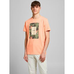 Oranžové tričko s potiskem Jack & Jones Floral