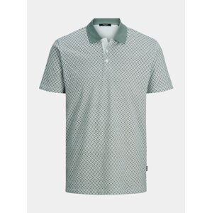 Zeleno-bílé vzorované polo tričko Jack & Jones