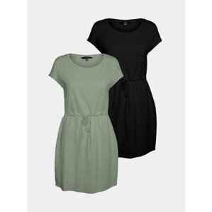 Sada dvou basic šatů v černé a zelené barvě VERO MODA April