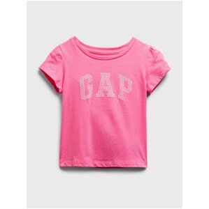 Růžové holčičí dětské tričko GAP Logo organic cotton t-shirt