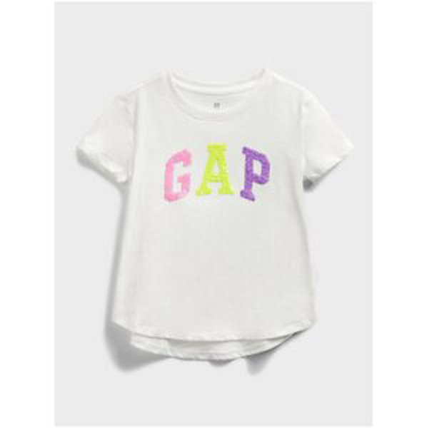 Bílé holčičí dětské tričko GAP Logo flippy sequin t-shirt