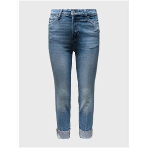 Modré dámské džíny mid rise universal slim boyfriend jeans