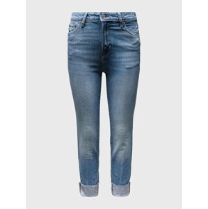 Modré dámské džíny mid rise universal slim boyfriend jeans