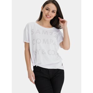 Bílé dámské volné tričko s potiskem SAM 73
