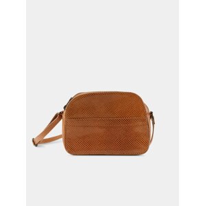 Hnědá kožená crossbody kabelka s hadím vzorem Pieces Lova