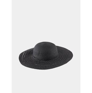 Černý slaměný klobouk Pieces Nakia