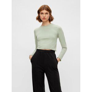 Světle zelený crop top Pieces Maddi