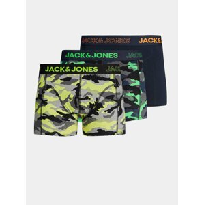 Sada tří vzorovaných boxerek v šedé a modré barvě Jack & Jones Charles