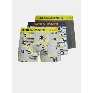 Sada tří vzorovaných boxerek v modré a šedé barvě Jack & Jones Lewis