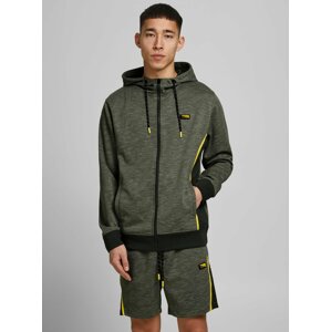 Khaki žíhaná mikina s kapucí Jack & Jones Kobe