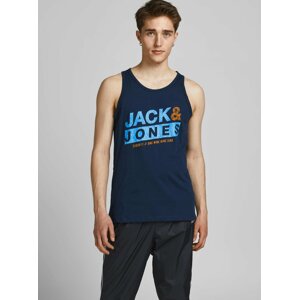 Tmavě modré tílko s potiskem Jack & Jones Liquid