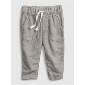 Stříbrné klučičí kraťasy pull-on linen pants