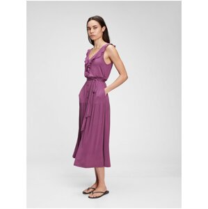 Fialové dámské šaty sleeveless ruffle maxi dress