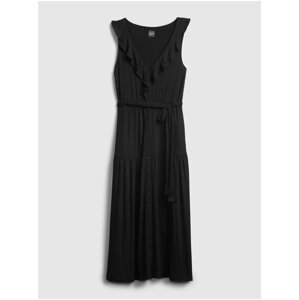 Černé dámské šaty sleeveless ruffle maxi dress