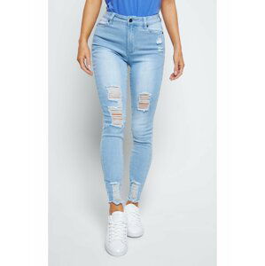 Modré dámské džíny - JEANS SKINNY DISTRESSED