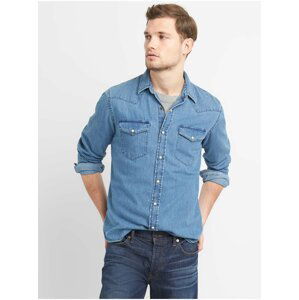 Modrá pánská košile denim western shirt in slim fit