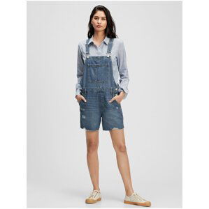 Modré dámské džínové kraťasy s laclem distressed shortall with Washwell