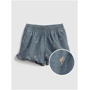 Modré holčičí dětské kraťasy chambray ruffle pull-on shorts