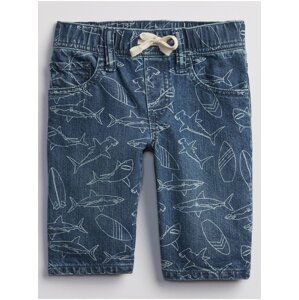 Modré klučičí dětské kraťasy shark pull-on denim shorts