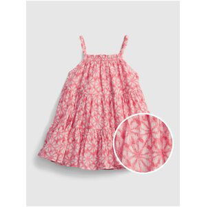 Červené holčičí baby šaty gauze tiered floral dress