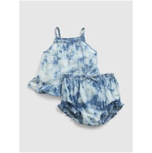 Modrý holčičí baby set tie-dye denim outfit set